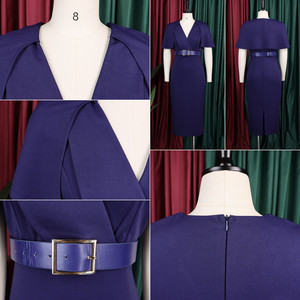 D623 Latest Design <strong>Summer</strong> Career <strong>Dresses</strong> Women Casual Slim Fit V-neck Cape <strong>Sleeve</strong> Ladies Office <strong>Dresses</strong> for Women <strong>With</strong> Belt - Product Image 6