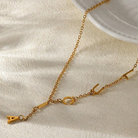 Collar de Cadena con Eslabones Chapados en Oro de 18K con Nombre Personalizado en Acero Inoxidable de Moda para Regalo del Día de San Valentín