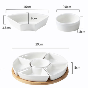 ชุดอาหารเรียกน้ำย่อยทำจากเซรามิกสโตนแวร์,ถาดเสิร์ฟซูซานขี้เกียจทำจากไม้ไผ่มี6ชิ้นจานเสิร์ฟดีไซน์ไม่เหมือนใคร - Product Image 5