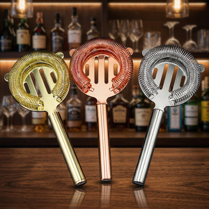 Ensemble de passoires en acier inoxydable 304, passoire à cocktail 3 couleurs avec ressort détachable pour outils de bar, usage domestique et mixologie professionnelle - Product Image 1
