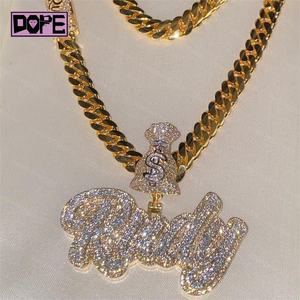Pendentif Moissanite VVS Iced Out Bicolore en <span class=keywords><strong>Argent</strong></span> 925 Plaqué Or 18 carats, Lettre Personnalisée Hip-Hop - Product Image 2