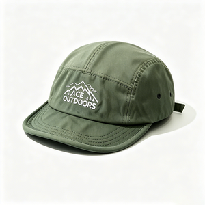 Wholesale Quick Dry 5 Panel Canvas Camp Cap Custom ACE Embroidery Outdoor Sports Travel Waterproof Camping <b>Hat</b> Men Women - Product Image 2