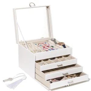 Boîte de rangement de bijoux en cuir multicouche personnalisable Offre Spéciale