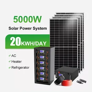 Ensemble complet 10Kw 15Kw 20KW 5 Kw panneaux solaires solaires 5000 W sur système solaire hors réseau 5000 Watts système domestique d'énergie solaire