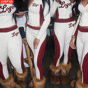 Phụ Nữ Của Quần Áo Tùy Biến Logo Yoga Thể Thao Thiết Lập Mùa Thu Hoạt Động Mặc Thiết Lập Tập Thể Dục 2-Mảnh Màu Bị Chặn Tập Thể Dục Quần Áo - Product Image 4