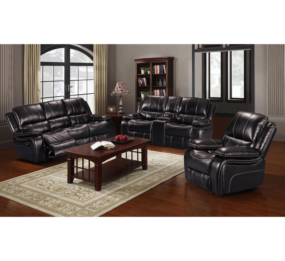 Новая мебель для гостиной, высокое качество, красивый черный дышащий кожаный Многофункциональный 3 + 2 + 1 диван с откидывающейся спинкой