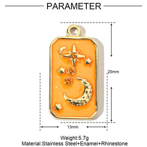 Vintage Emaille <span class=keywords><strong>Tarot</strong></span> Anhänger DIY Schmuck Zubehör Edelstahl 18 Karat vergoldet bunte Anhänger - Product Image 5