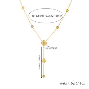 European American Fashion Diamond Flower Tassel Necklace <b>Bracelet</b> Earring <b>Set</b> Stainless Steel Party Jewelry - Product Image 5