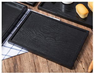 Direktverkauf ab Werk Japanisches Koreanisches Geschirr Schwarzes Holztablett Rechteckiger Holz-Teeteller für Küche Wohnzimmer Klassisch - Product Image 4