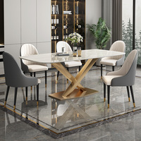 Ensemble de salle à manger designs rectangle ensemble de table à manger 6 chaises en acier inoxydable table à manger rectangulaire