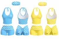 Nouvelle Arrivée Y2K Vêtements Femme Personnalisables LOGO Bandeau à Pois Roses et Haut Halter Dos Nu et Short Plissé Ensemble Lounge 2 Pièces