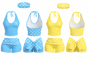Nouvelle Arrivée Y2K Vêtements Femme Personnalisables LOGO <span class=keywords><strong>Bandeau</strong></span> à Pois Roses et Haut Halter <span class=keywords><strong>Dos</strong></span> <span class=keywords><strong>Nu</strong></span> et Short Plissé Ensemble Lounge 2 Pièces - Product Image 2