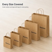 Sac de shopping en papier kraft pour boutique de vêtements et de chaussures, avec logo personnalisé imprimé, poignée en papier torsadé, emballage de vente au détail