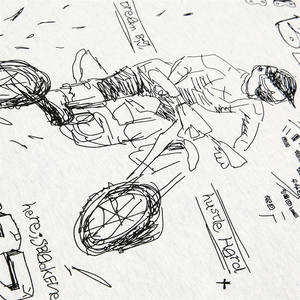 T-<span class=keywords><strong>shirt</strong></span> décontracté à manches longues surdimensionné gris chiné style streetwear rétro avec imprimé croquis de moto tout-terrain pour homme - Product Image 3