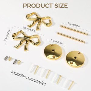Curtain Hooks Bow Shape Gold Metal Wall Mount Easy Installation Modern Design <b>Hardware</b> Accessory - Product Image 2