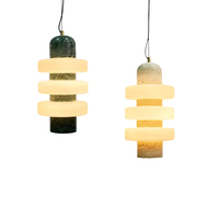 Lampe suspendue cylindrique en pierre naturelle de luxe, design créatif, pour hôtel et maison, avec abat-jour rond en verre, lampe à suspension en pierre décorative