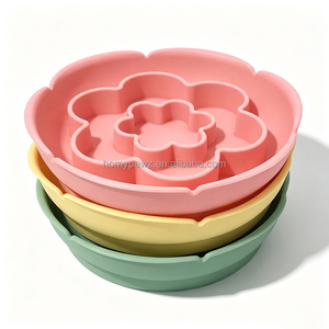 Bol d'enrichissement et de stimulation olfactive pour chiens et chats, rose, motif floral en forme de fleur, motif labyrinthe floral, compatible lave-vaisselle - Product Image 4