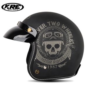 <span class=keywords><strong>Casque</strong></span> de <span class=keywords><strong>moto</strong></span> KRE vintage 3/4 ouvert <span class=keywords><strong>homologué</strong></span> DOT avec visière bulle et lunettes de protection - Product Image 1
