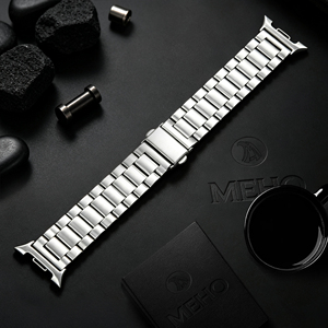 Bracelet de montre intelligente en acier inoxydable 22 mm, bracelet en métal argenté, boucle papillon pour Apple Watch - Product Image 1