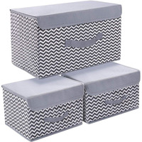 Grande Capacité Rectangle Pliable Boîte De Rangement Ondulé Rayé Tissu Couverture Placard Systèmes Organisateurs pour Divers Organisateur