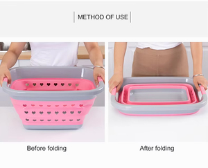 Tiktok Hot Bán Cắm Trại Đi Bộ Đường Dài nhà tiết kiệm không gian nhựa ráp món ăn bồn tắm bồn rửa chén tròn xách tay rửa tóc lưu vực - Product Image 4