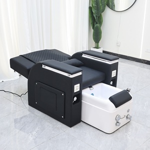 Fauteuil de pédicure en cuir noir, canapé de massage électrique avec bain de pieds, interface USB, mobilier de salon et spa - Product Image 5