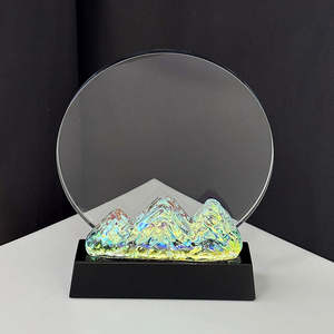 הסיטונאי מותאם אישית חדש קשת הר קריסטל מעגל זכוכית פרסים פלאק MH-NJ0322 - Product Image 3