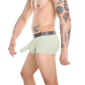 Calzoncillos bóxer de punto de fibra de bambú suave para hombre, de tiro bajo, transpirables, con tacto de seda elástico, novedad 2022 al por mayor - Product Image 3