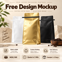 Sac à café à fond plat personnalisé imprimé de 5 lb (80 oz) avec valve, emballage noir anti-odeur pour grains de café
