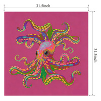 Tapis de table de mahjong personnalisé à motif pieuvre, 31,5 pouces, en caoutchouc épais, imperméable et antidérapant, protection de table pour salle de jeux