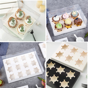 IMEE 4 6 12自動ポップアップスタイルクラフト段ボールホワイト使い捨て紙カップケーキボックスキャリアマフィンケーキボックスクリアウィンドウ付き - Product Image 2
