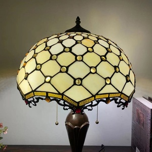 Longhuijing 16 inch kính màu bàn đèn Jewel Tiffany gỗ gụ Đồng bảng đèn - Product Image 3