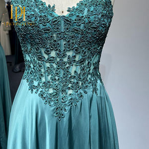 Gaun ketat renda hijau gaun malam elegan musim panas cantik untuk makan malam pernikahan Prom-grosir pabrik - Product Image 4