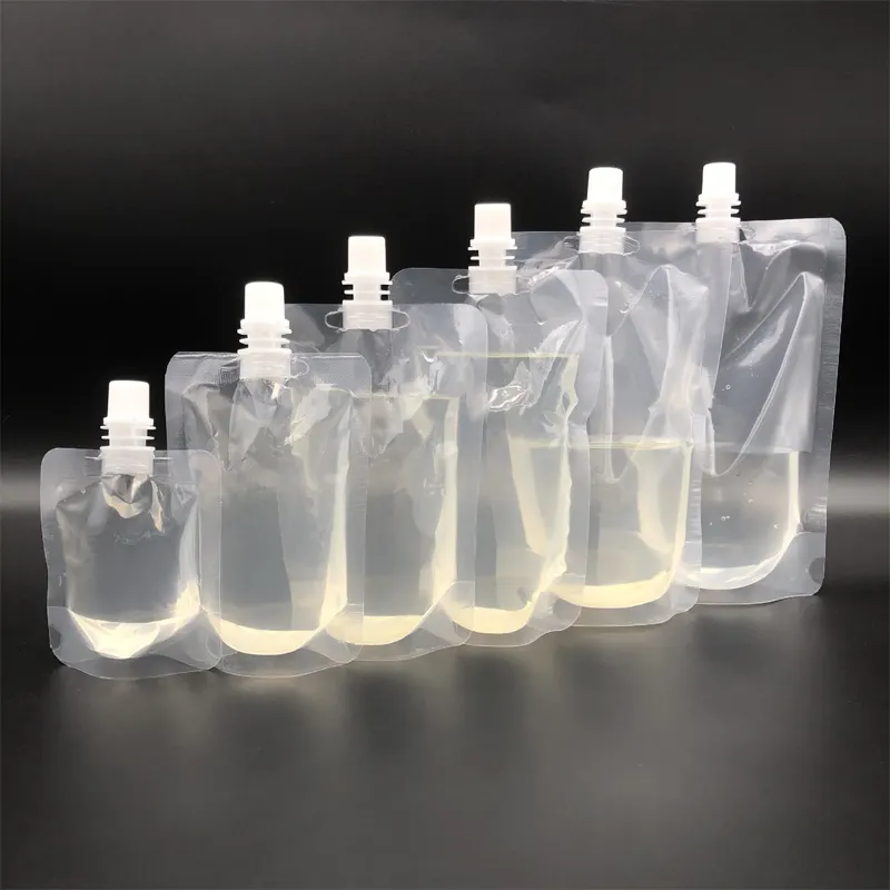 Sac de boisson en plastique de poche de bec clair transparent sac de poche de bec debout