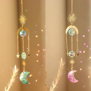 Atrapasol de Cristal con Forma de Luna, Adorno Colgante de Cristal Natural con Forma de Estrella y Luna para Decoración <span class=keywords><strong>del</strong></span> Hogar, Ventana, Manualidades de Cristal - Product Image 1