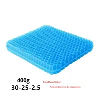 Coussin de siège en gel TPE portable respirant à double couche en nid d'abeille, épaisseur 6 cm, antidérapant, anti-acariens, amovible et lavable pour voiture