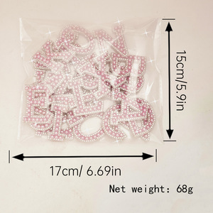 Nouveau Design Hauteur 4.5cm <span class=keywords><strong>Alphabet</strong></span> Applique Lettres <span class=keywords><strong>Perle</strong></span> Fer sur Lettres Patchs pour Vêtements - Product Image 3