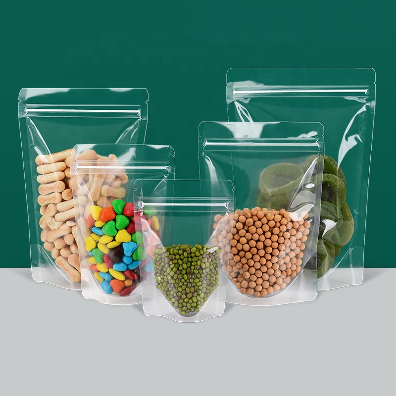 Food Ziplock Clear Custom Print Stand Up Beutel Zip Lock Verpackung Kunststoff Transparente Tasche mit Reiß verschluss