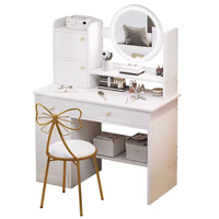 Table de toilette de maquillage moderne blanche de 2 à 4 tiroirs avec miroir et chaise pour filles best-seller pour salon ou appartement