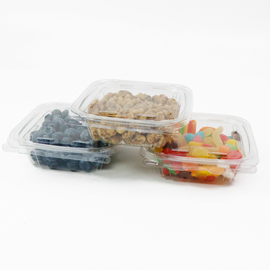 8oz Fresh Fruit Packaging Plastic Hinged Container Tamper Resistant Clamshell PET Container For Cookies Donuts Produce Snacks