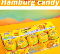 Permen Gummy Hamburger Rasa Buah Kustom Pabrik, Permen Lunak Kenyal dalam Kotak Burger Plastik, OEM Label Pribadi