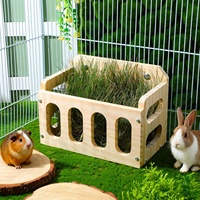 Mangeoire à foin pour lapins, mangeoire suspendue en bois à grand volume et à faible gaspillage pour cochons d'Inde, lapins, chinchillas et petits animaux