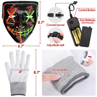 EL Wire Horror Bloody Face Masks Glowing Prop Neon Party Street Dance Rave Halloween Mask Gloves Masquerade for Kids and Adults