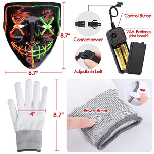 EL Wire Horror Bloody Face Masks Glowing Prop Neon Party Street Dance Rave Máscara <span class=keywords><strong>de</strong></span> Halloween Guantes Mascarada para niños y adultos - Product Image 5