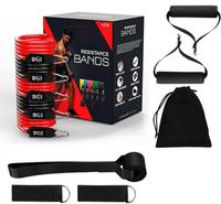 Juego de Bandas de Resistencia TPE de 12 Piezas, 150lbs/200lbs, con 5 Niveles de Resistencia, para Yoga y Ejercicios