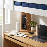 Multiprise encastrable 3 prises CA 2 ports USB Cordon plat Prise de bureau encastrée pour table de conférence îlot de cuisine