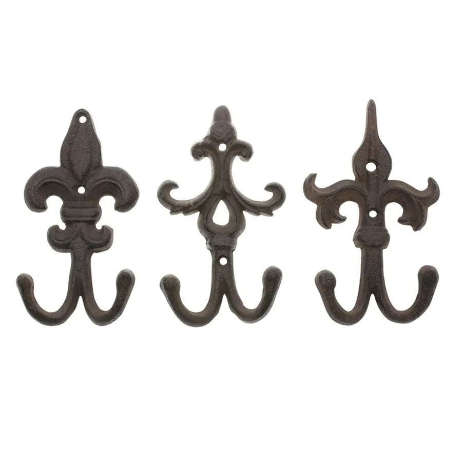 Wholesale Decorative Industrial Vintage Black Wall Mount Cast Iron Coat And Hat Hooks