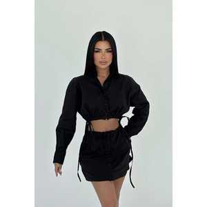 Costume formel noir avec jupe à boutons - Product Image 2