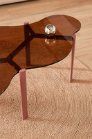 Table à thé incurvée en verre trempé blanc noir teapoy Table basse en verre trempé renforcé miroir de salon en acier inoxydable