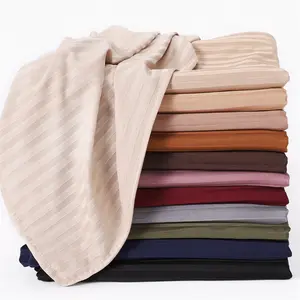 New fashion plain color Scarf for women cotton shawl breathable stripe Headscarf wholesale hijabs VS440